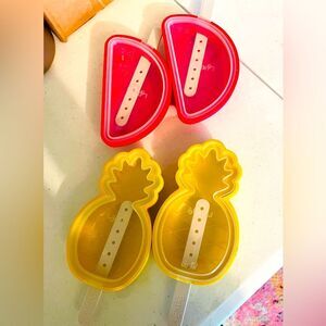 Lekue Tropical Fruit Ice Cream Molds Set of 4, Multicolor popsicle frozen treat